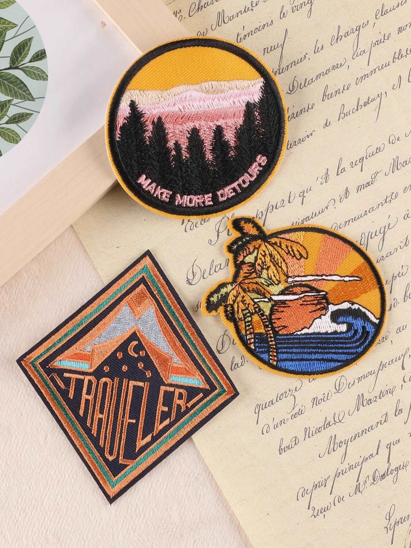 3 Fabric Patches Nature Themed | Ironed Or Stitched