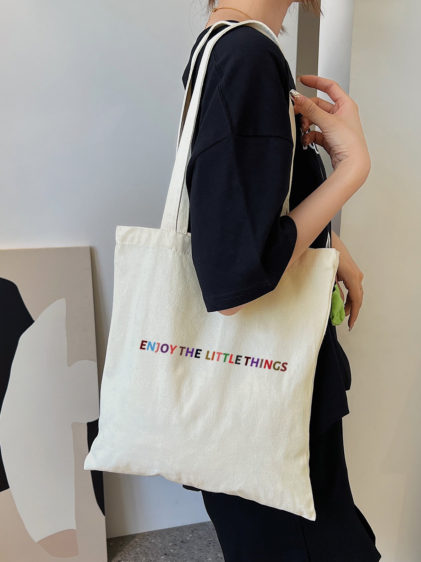 “Enjoy the Little Things” Cotton Tote Bag – Minimalist & Eco-Friendly