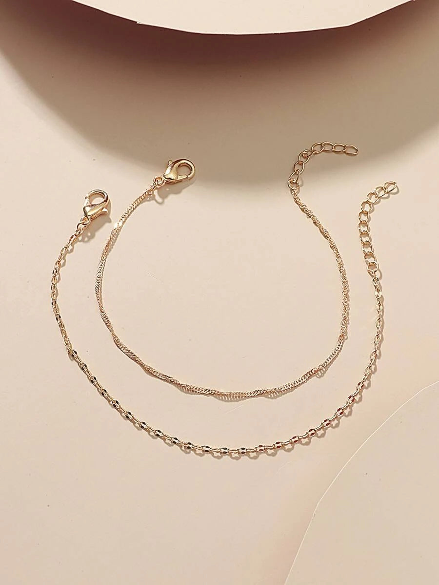 Gold Chain Bracelet Set - Minimalist & Layered