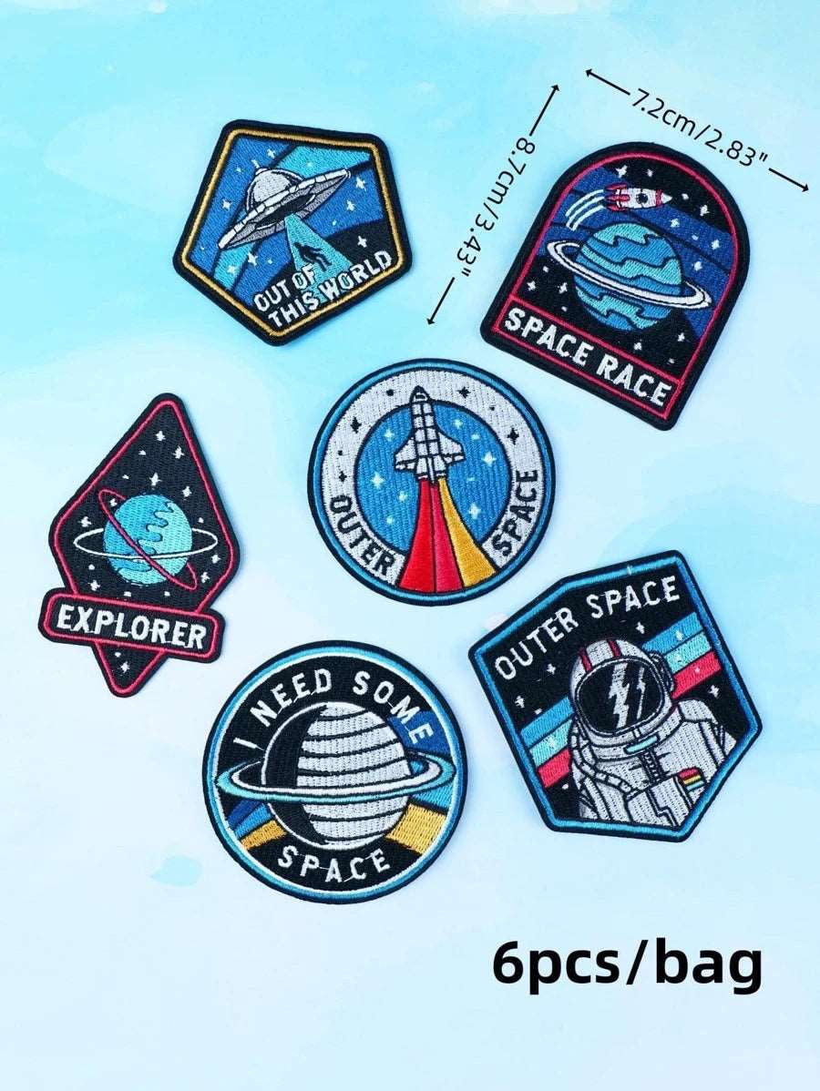 6 Pieces Fabric Space Badges | Limited Quantity