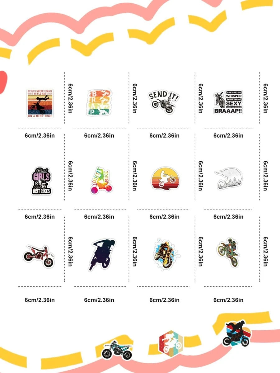 50 Pcs Motorcycle Stickers - Waterproof