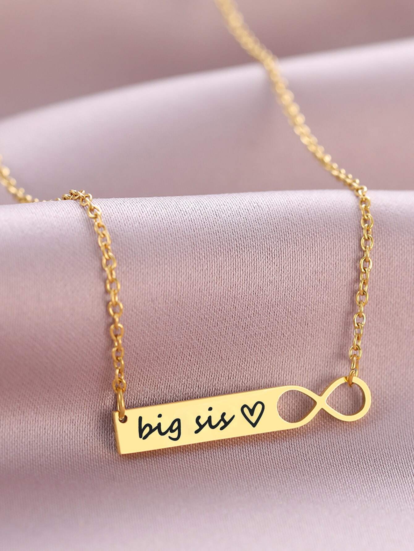 Gold-Plated "Big Sis" Infinity Pendant Necklace