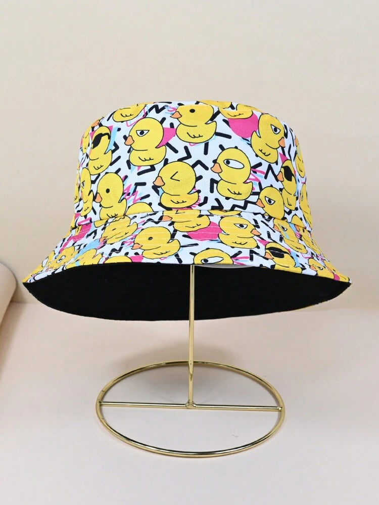 Playful Duck Pattern Bucket Hat β Unisex Street Style