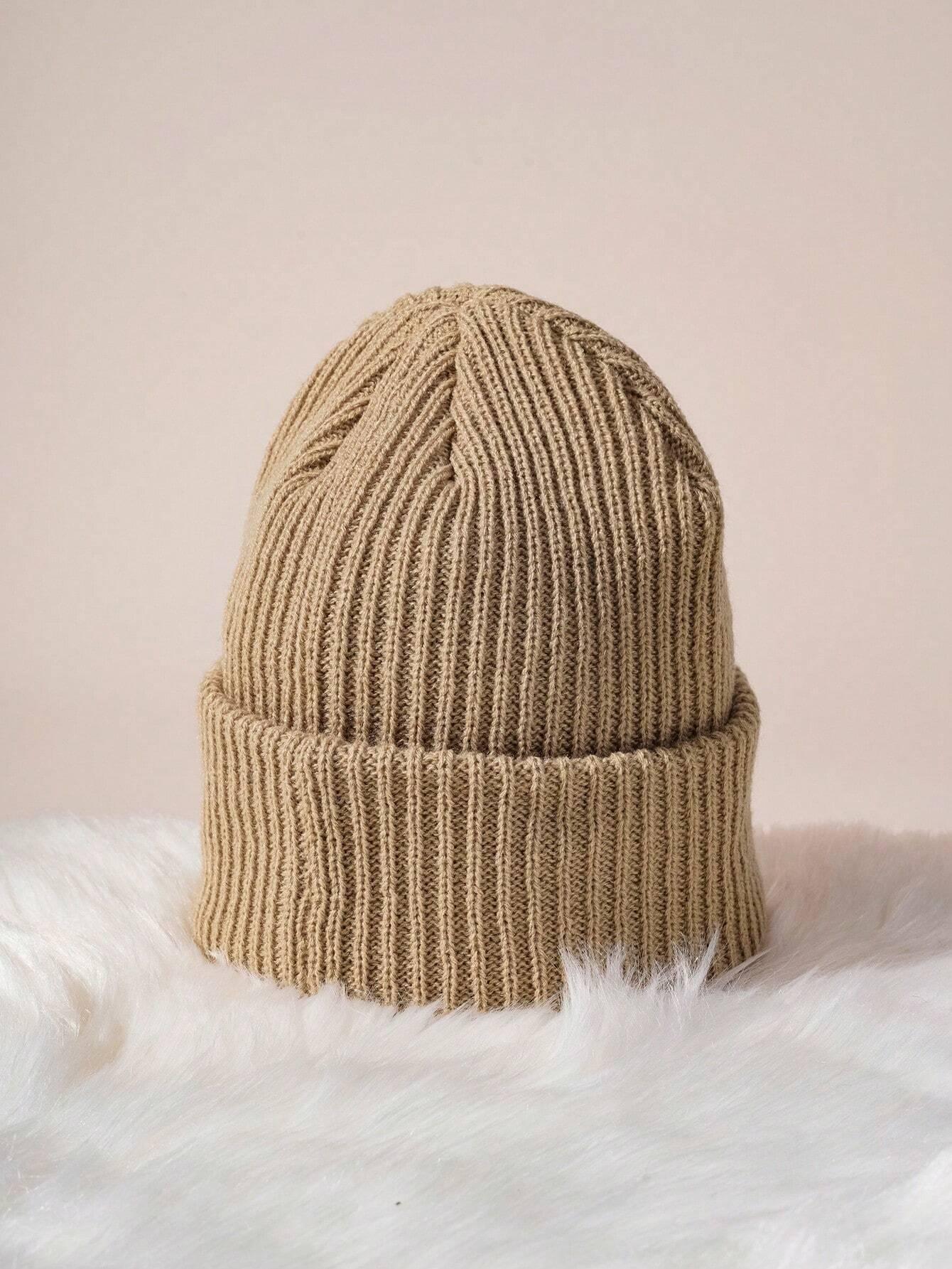 Simple knitted hat with leather buckle - Cozy Collective LB