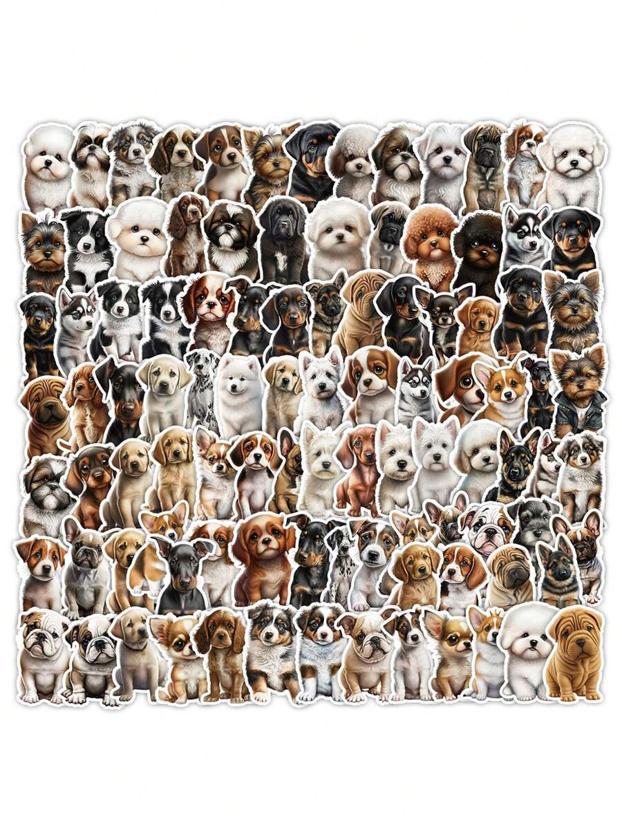100 Pcs Dogs Stickers - Waterproof