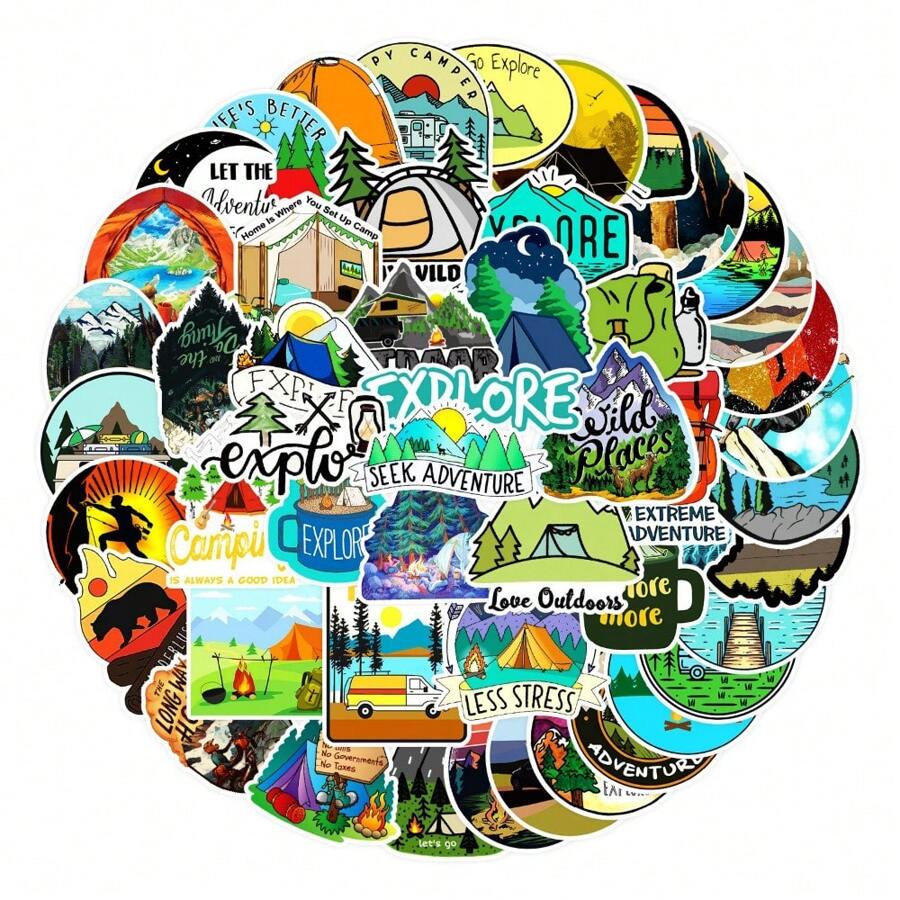 50 Pieces Camping And Nature Stickers