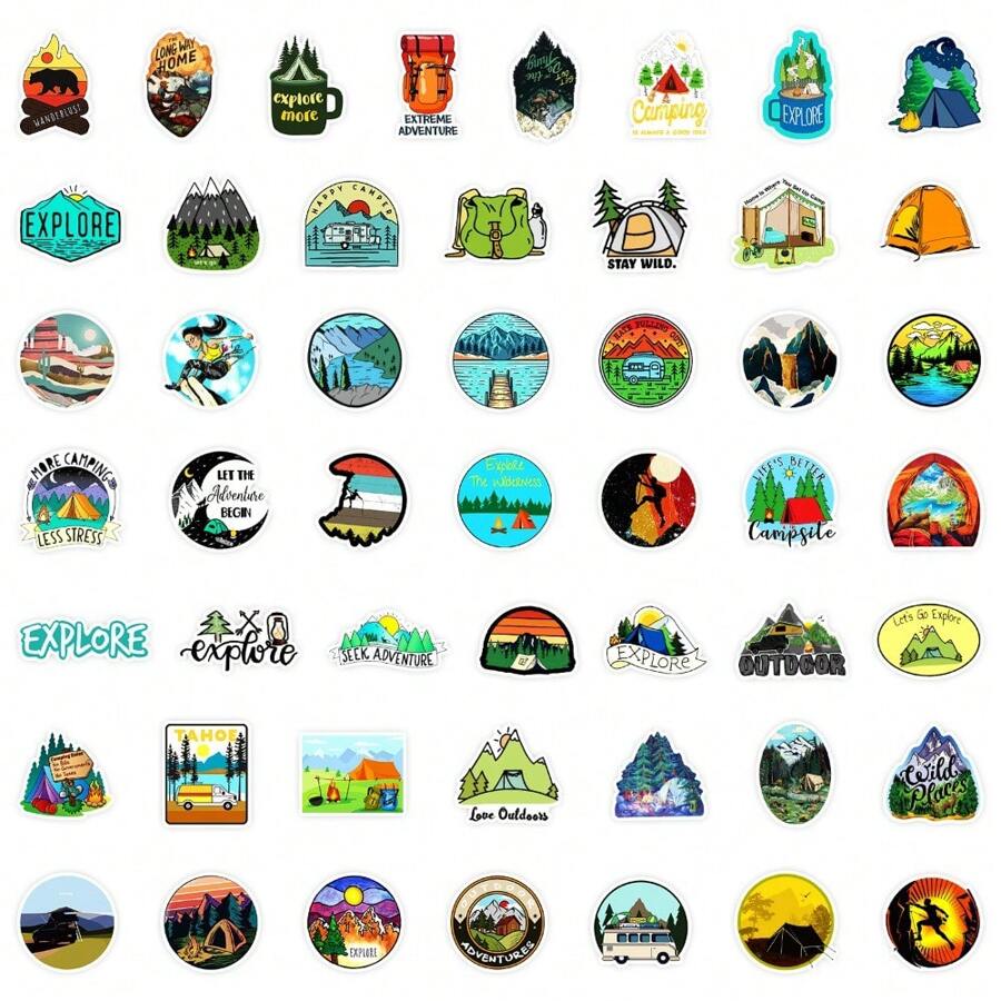 50 Pieces Camping And Nature Stickers