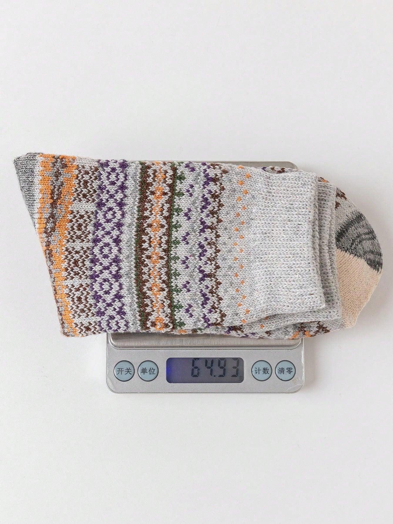 Colorful Stripes Design Wool Socks | Size 37-40 EU - Cozy Collective LB