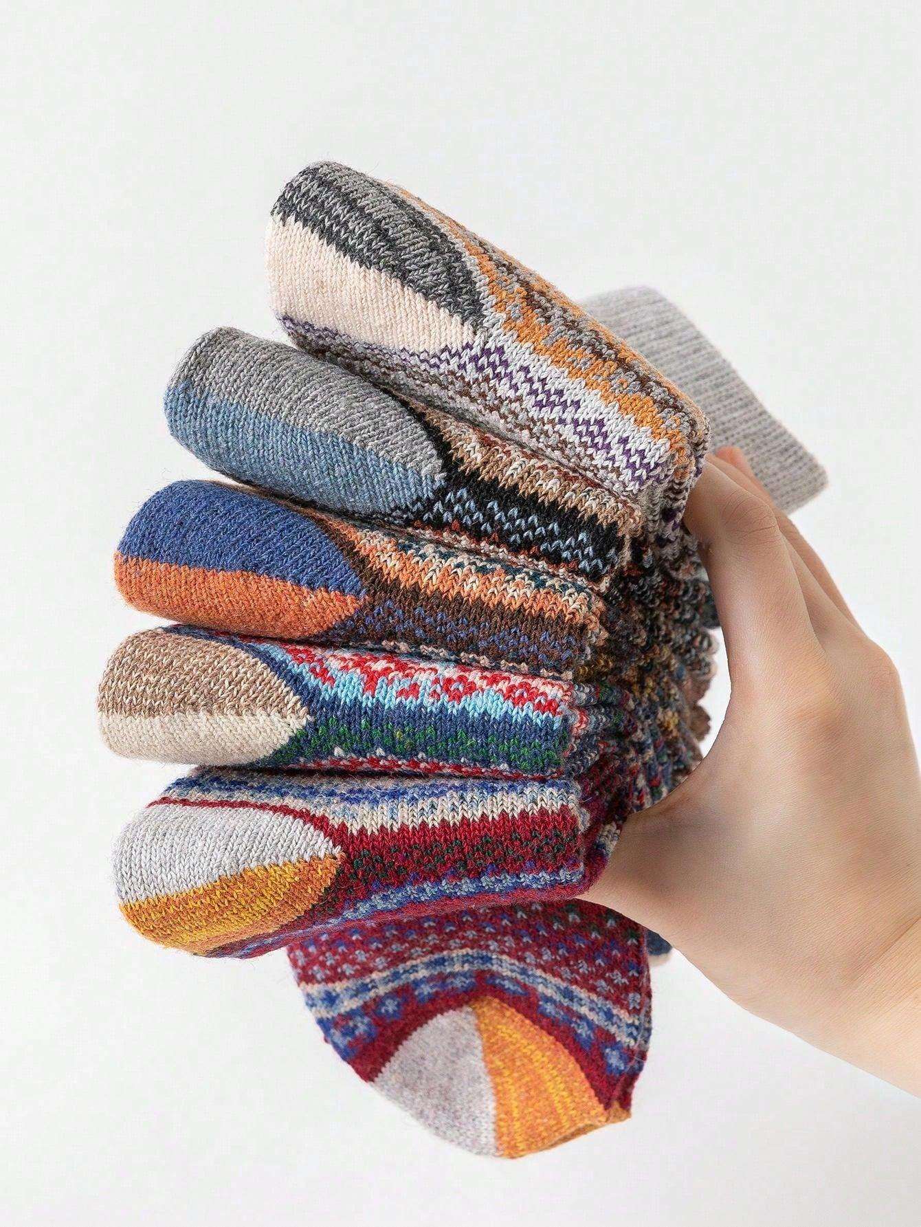 Colorful Stripes Design Wool Socks | Size 37-40 EU - Cozy Collective LB