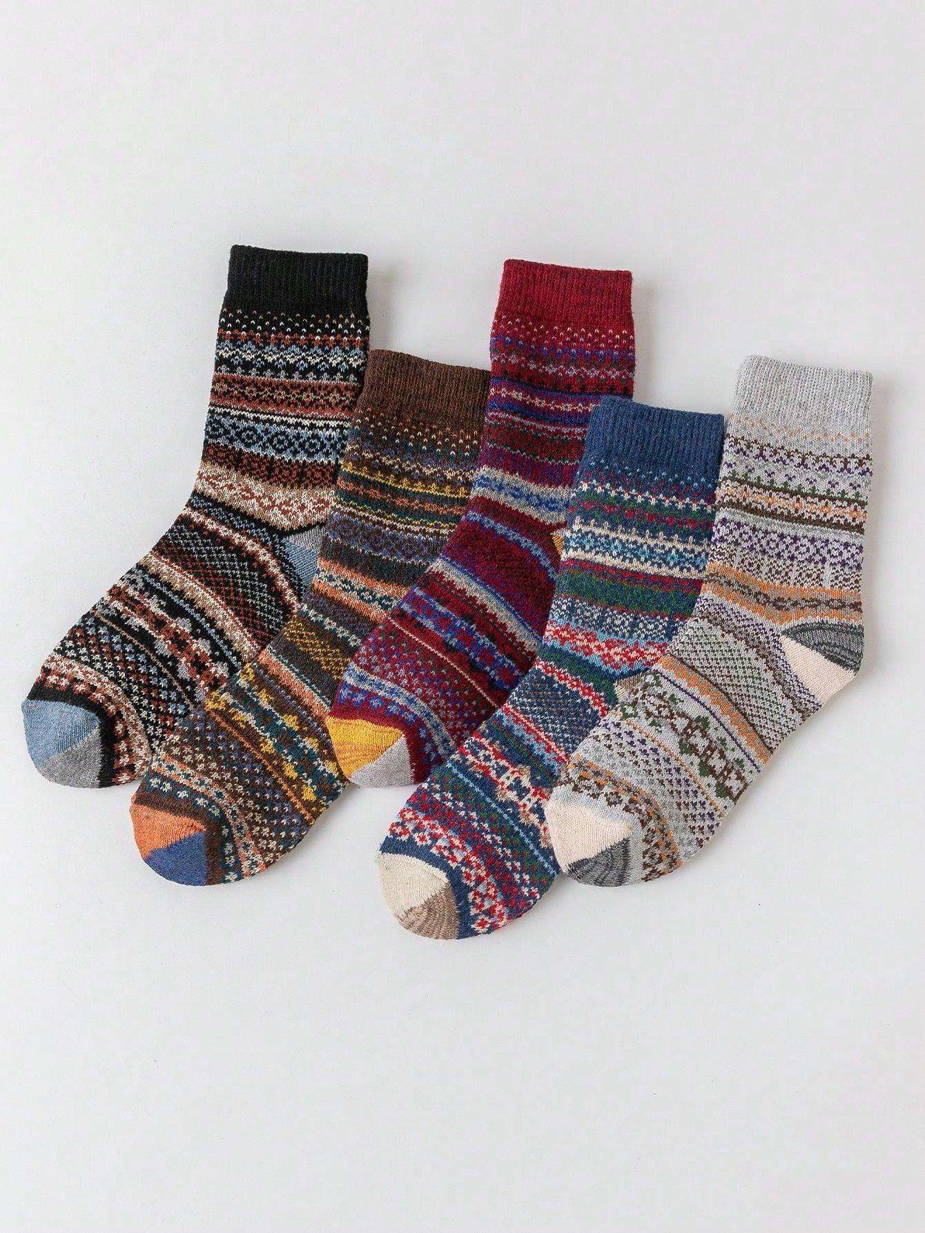 Colorful Stripes Design Wool Socks | Size 37-40 EU - Cozy Collective LB