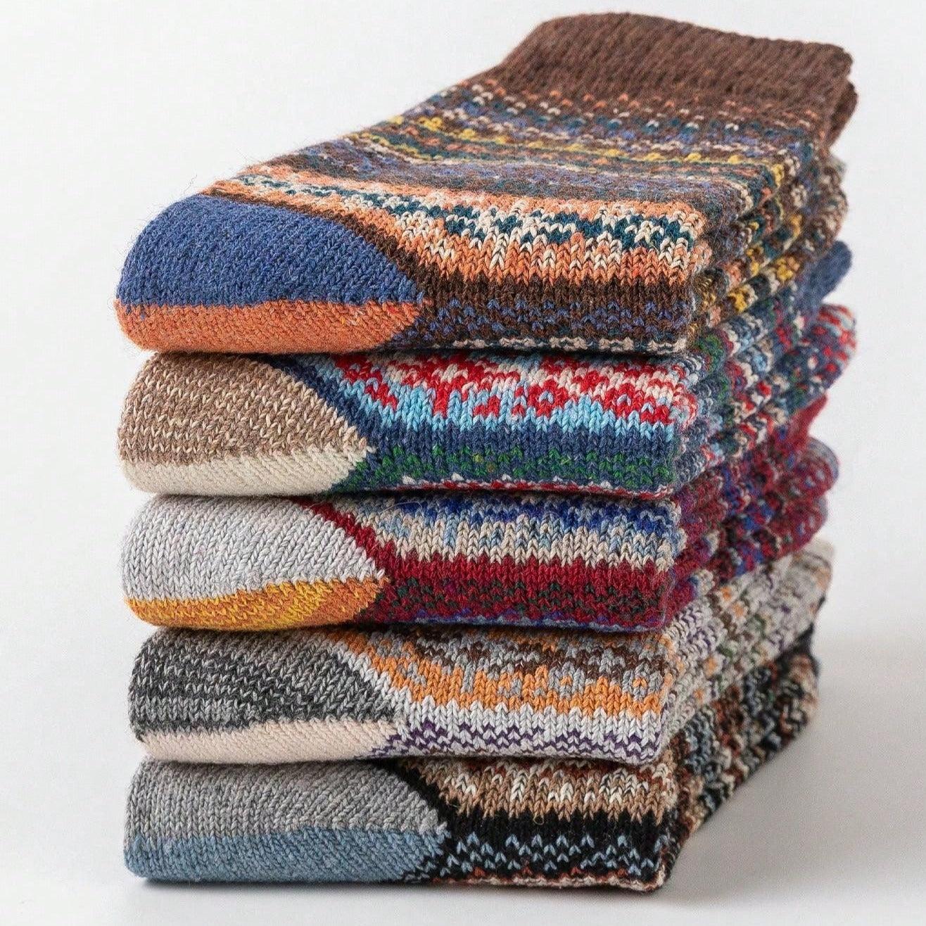 Colorful Stripes Design Wool Socks | Size 37-40 EU - Cozy Collective LB