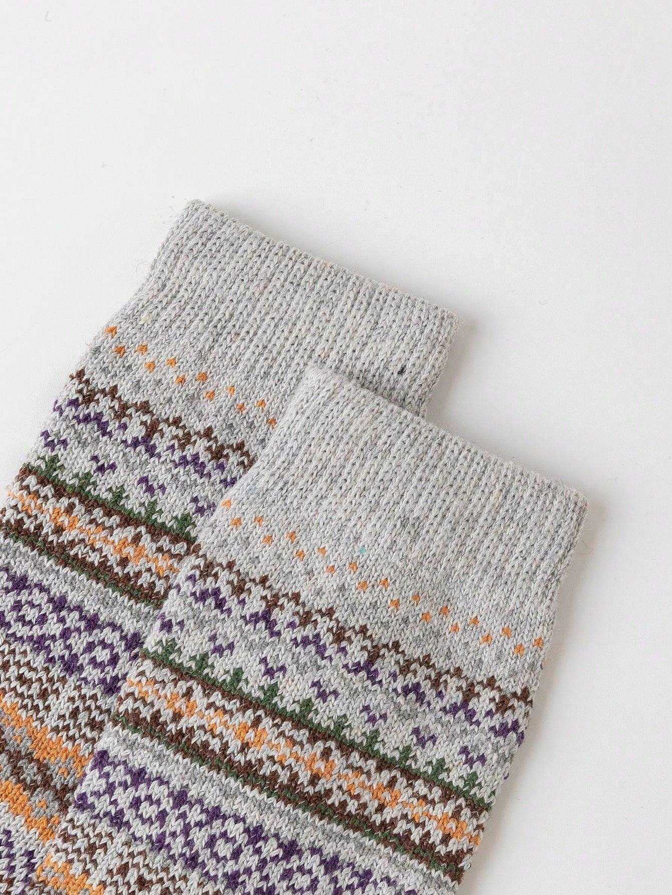Colorful Stripes Design Wool Socks | Size 37-40 EU - Cozy Collective LB