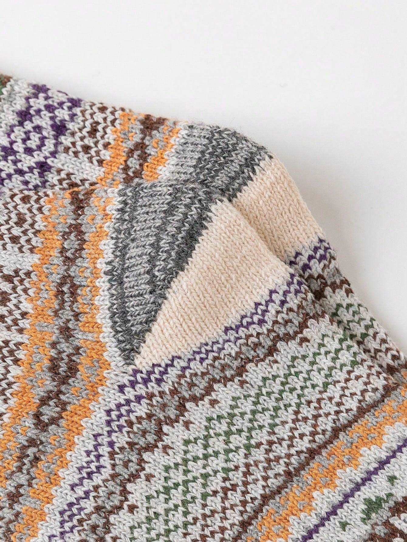 Colorful Stripes Design Wool Socks | Size 37-40 EU - Cozy Collective LB