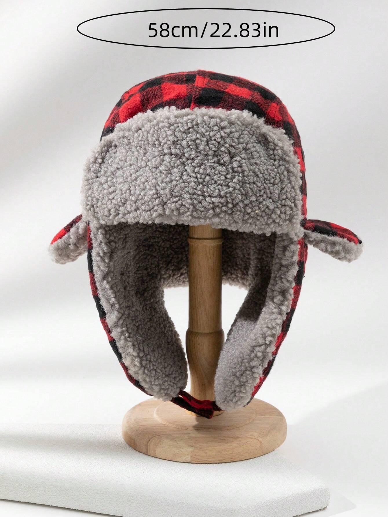 Super Cozy Checkered Red And Black Hat With Ear Flaps - Cozy Collective LB