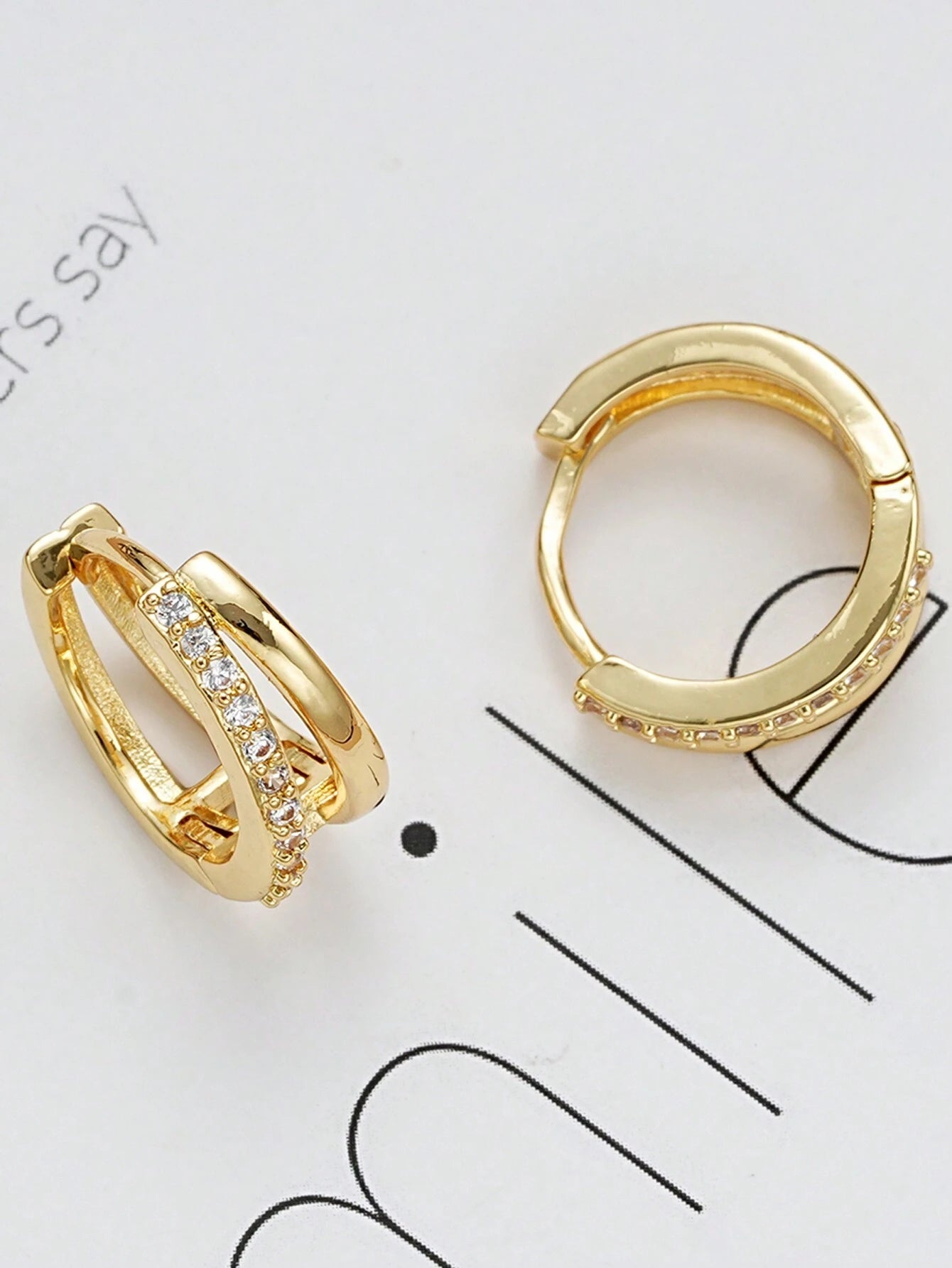 Elegant Gold-Plated Twisted Hoop Earrings with Crystal Accents