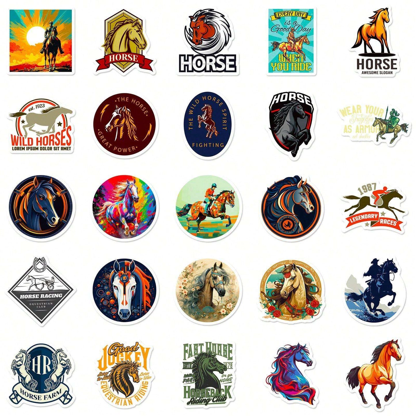 50pcs Horse Stickers