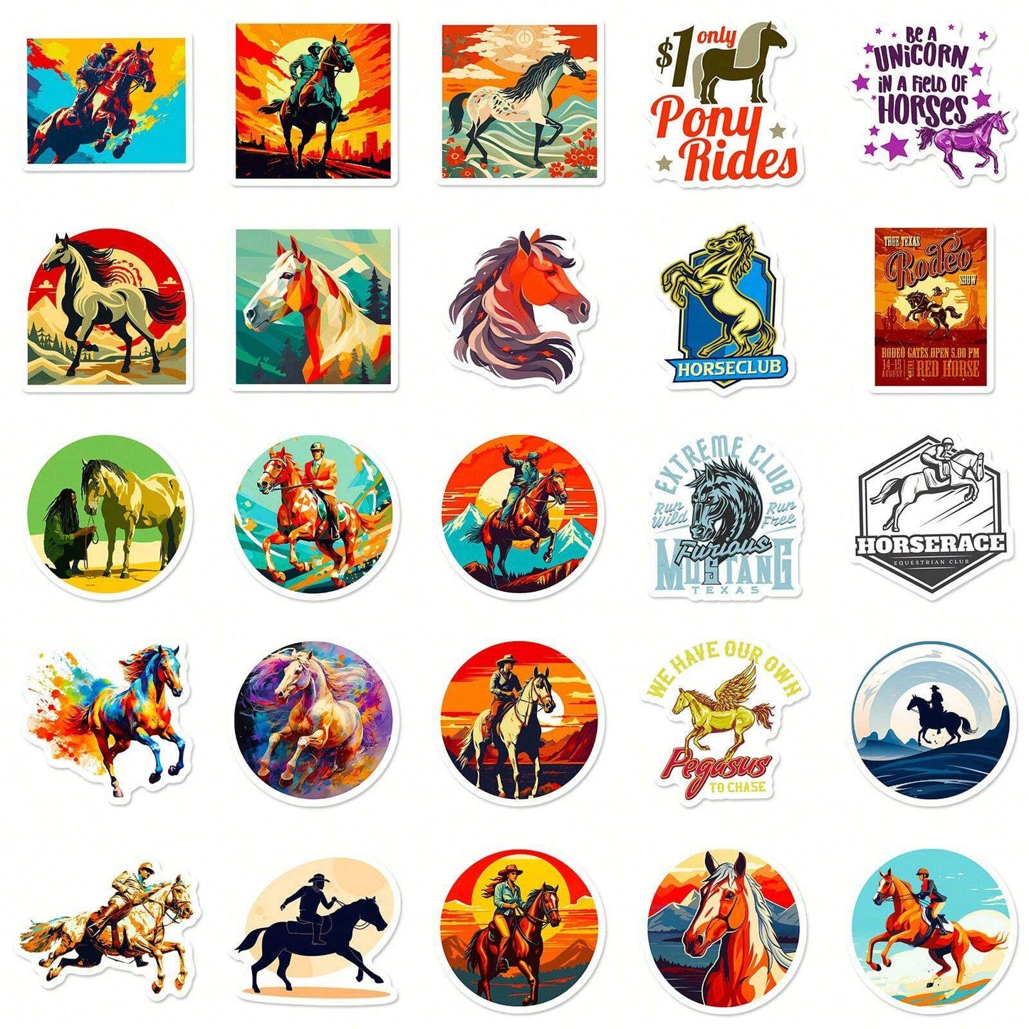 50pcs Horse Stickers