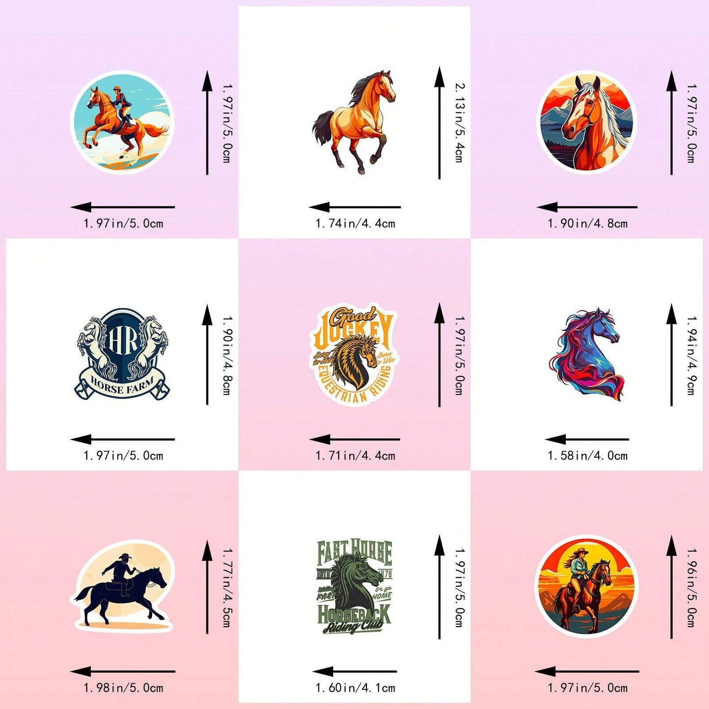 50pcs Horse Stickers