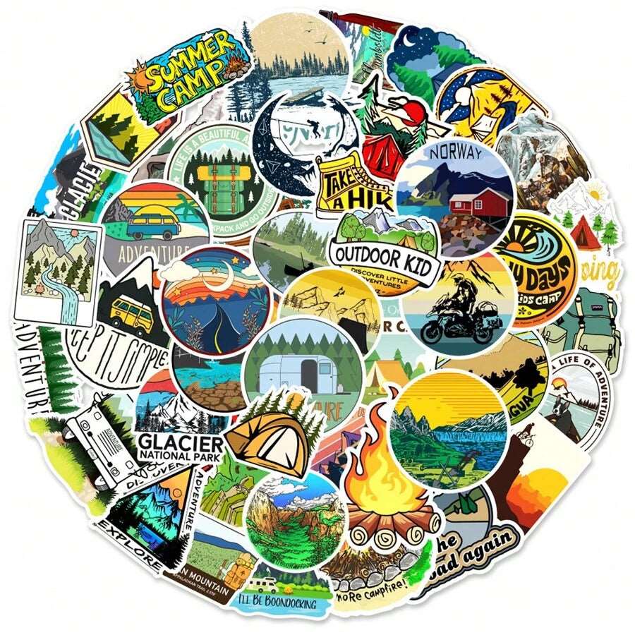 50 Pcs Nature And Outdoors Stickers - WaterProof