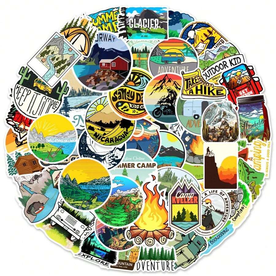 50 Pcs Nature And Outdoors Stickers - WaterProof