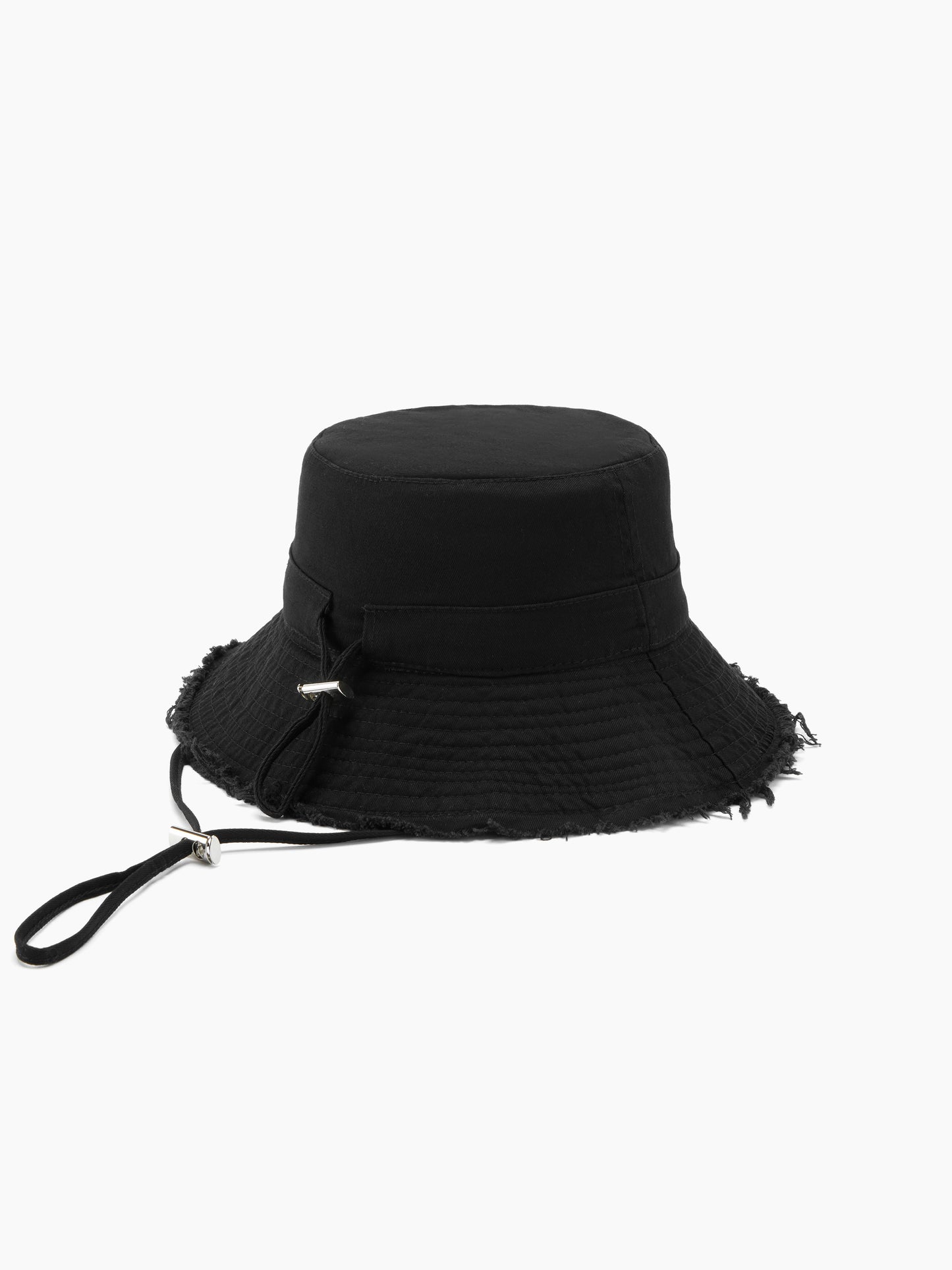 Black 100% Cotton Bucket Hat with Adjustable Strap