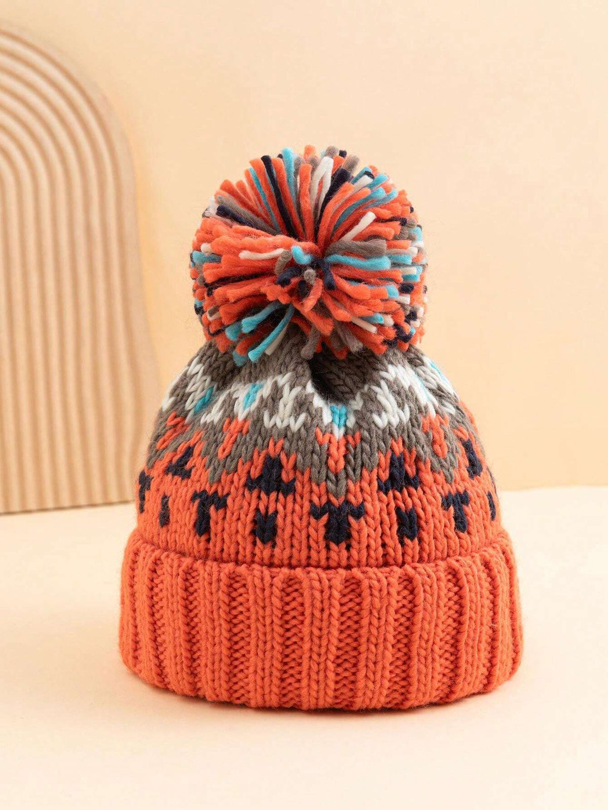 Handmade Cozy Nordic Knit Beanie with Pom-Pom