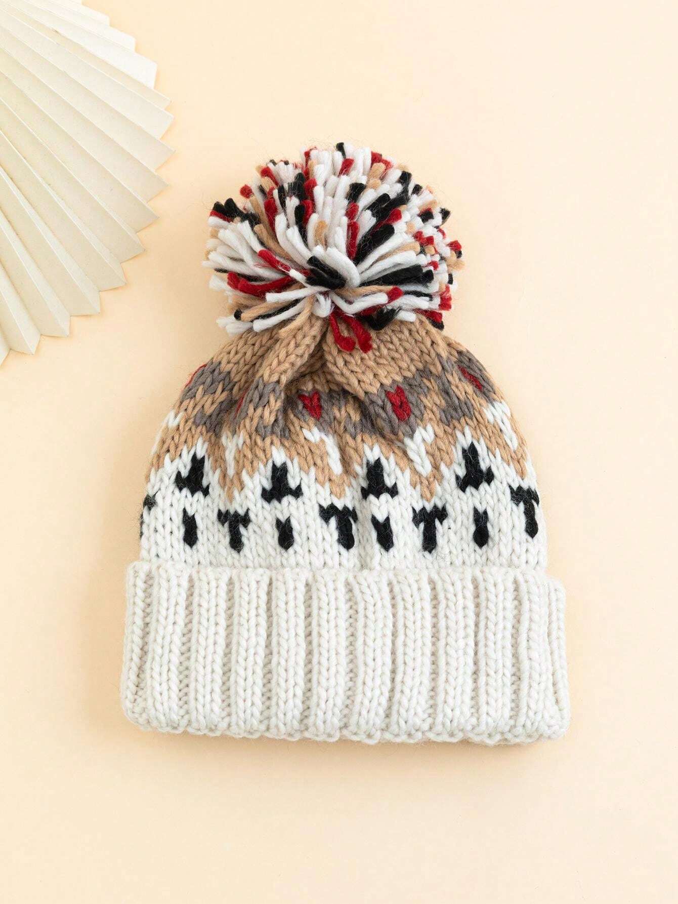 Cozy Nordic Knit Beanie with Pom-Pom