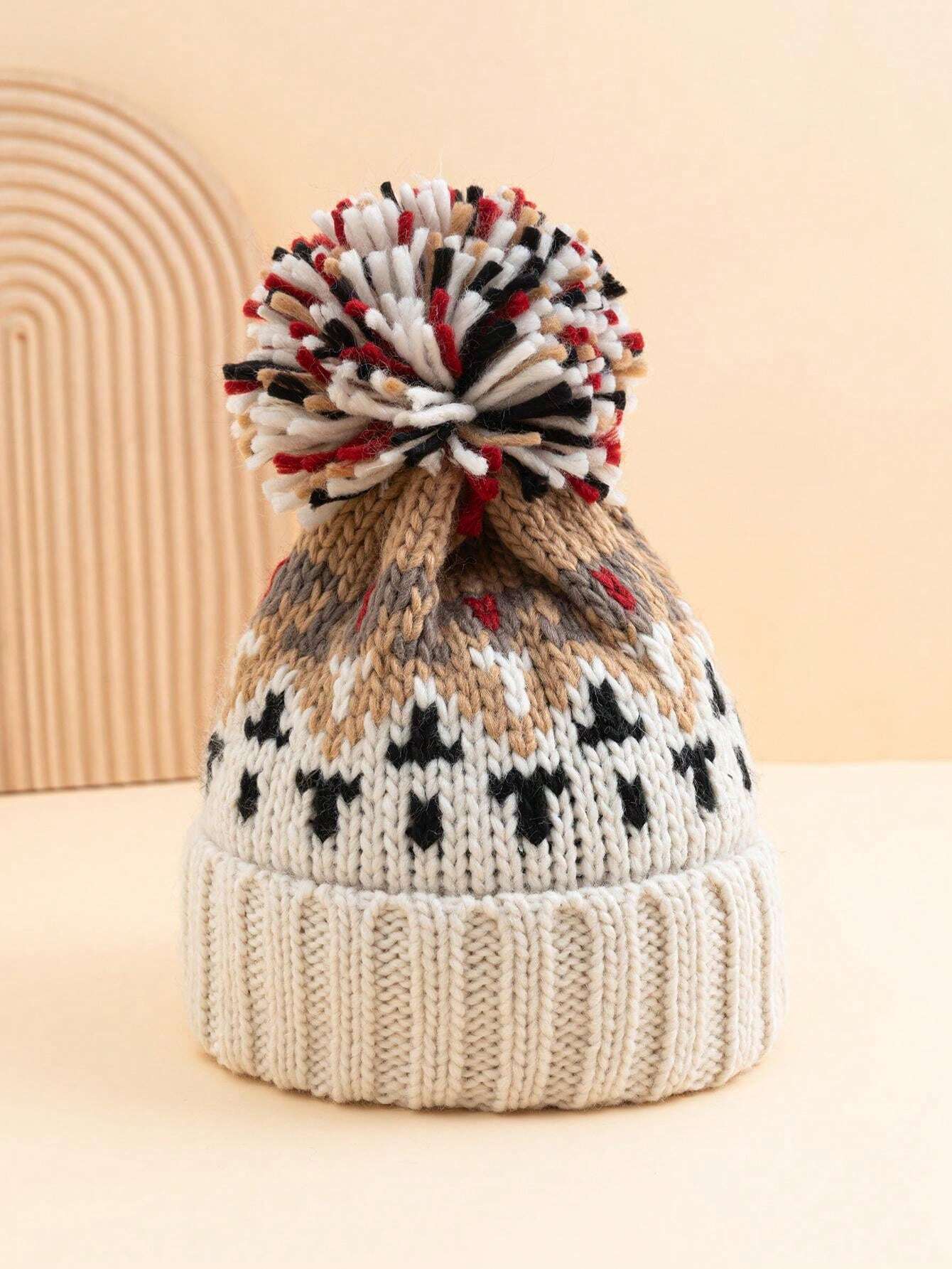Cozy Nordic Knit Beanie with Pom-Pom