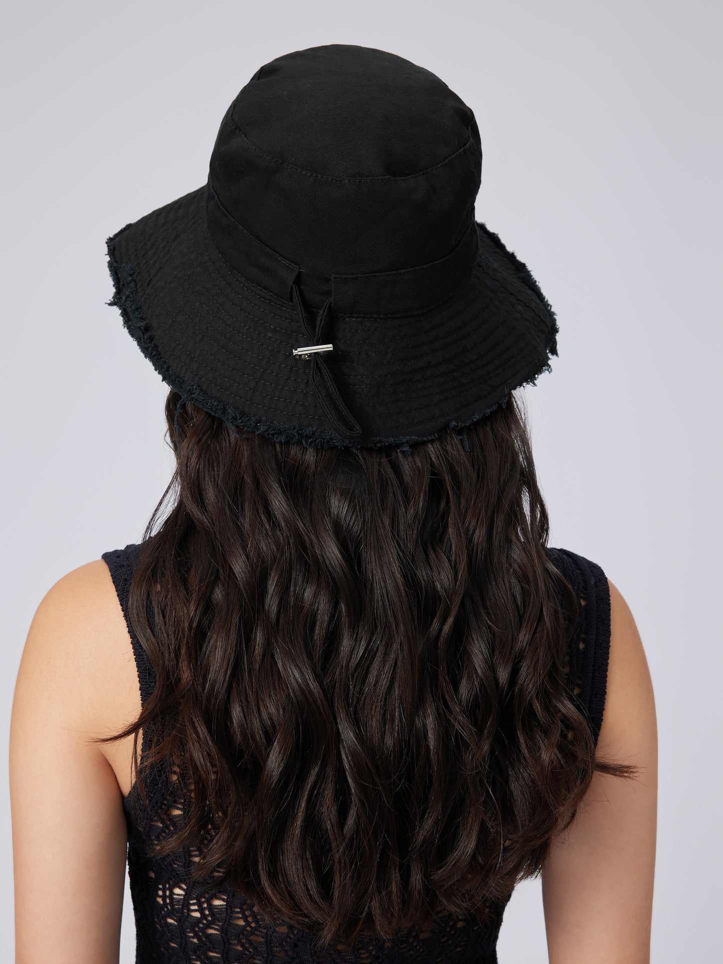 Black 100% Cotton Bucket Hat with Adjustable Strap