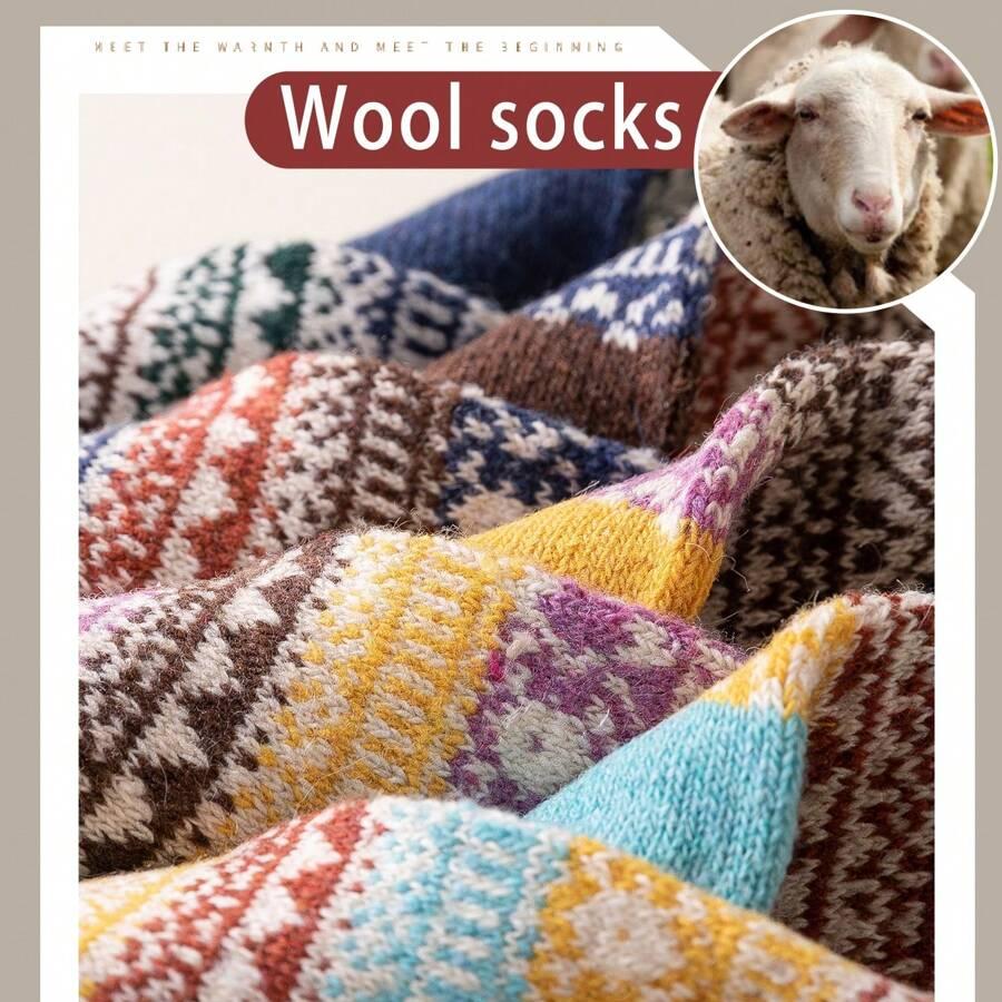 Sizes 34-37 Cozy Nordic Pattern Winter Socks - Colorful Warm Knitted Socks