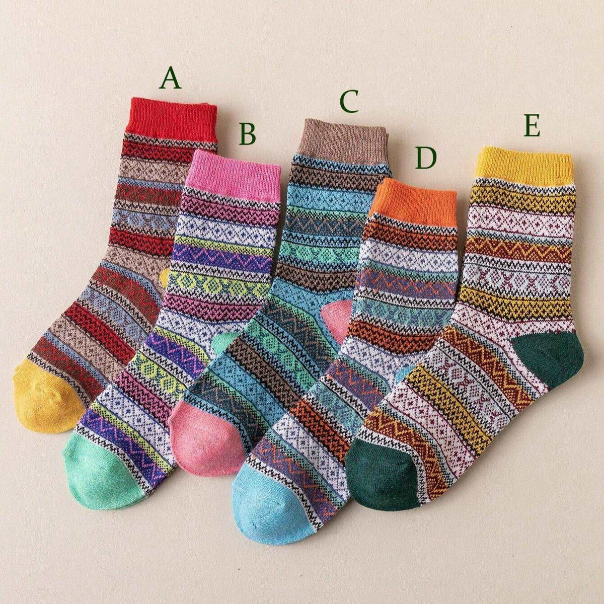 Cozy Nordic-Inspired Wool Socks - One Size Fits All (EU 36-40)