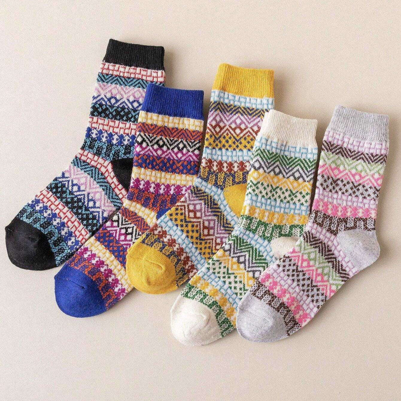 Mystical Midnight Tribal Patterned Socks - 35-41 EU