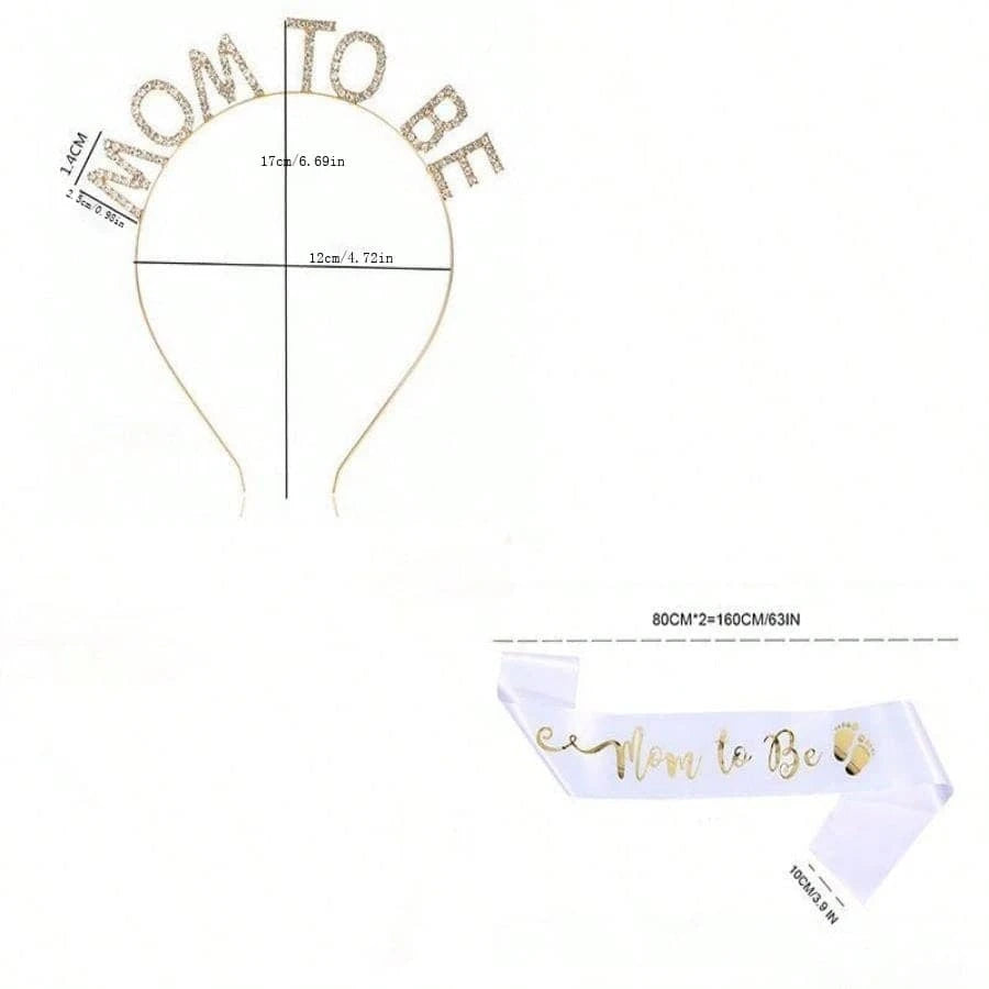 "Mom to Be" Headband & Sash Set – Baby Shower & Gender Reveal Party Accessory