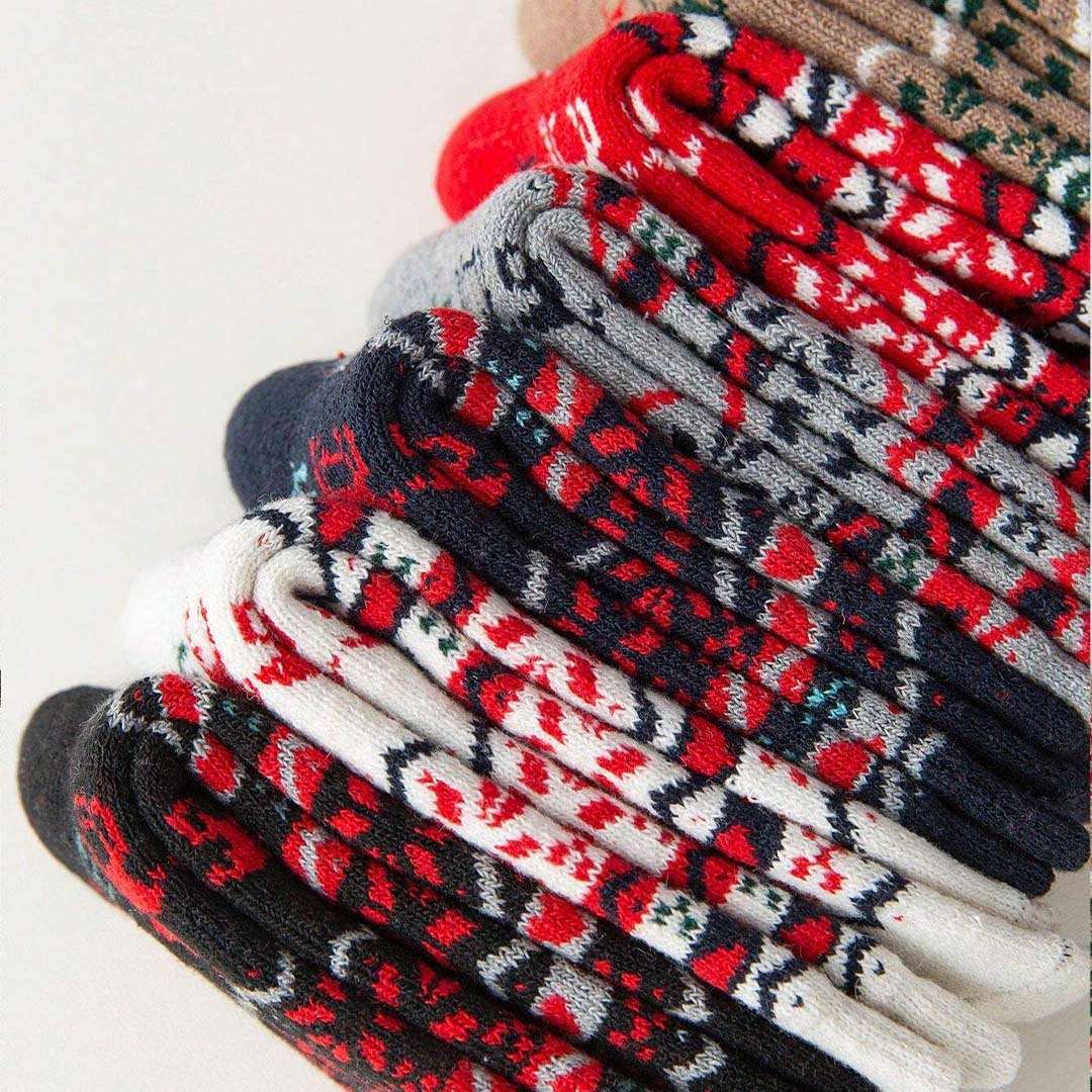 (EU 36-39) Festive Reindeer & Snowflake Design Socks