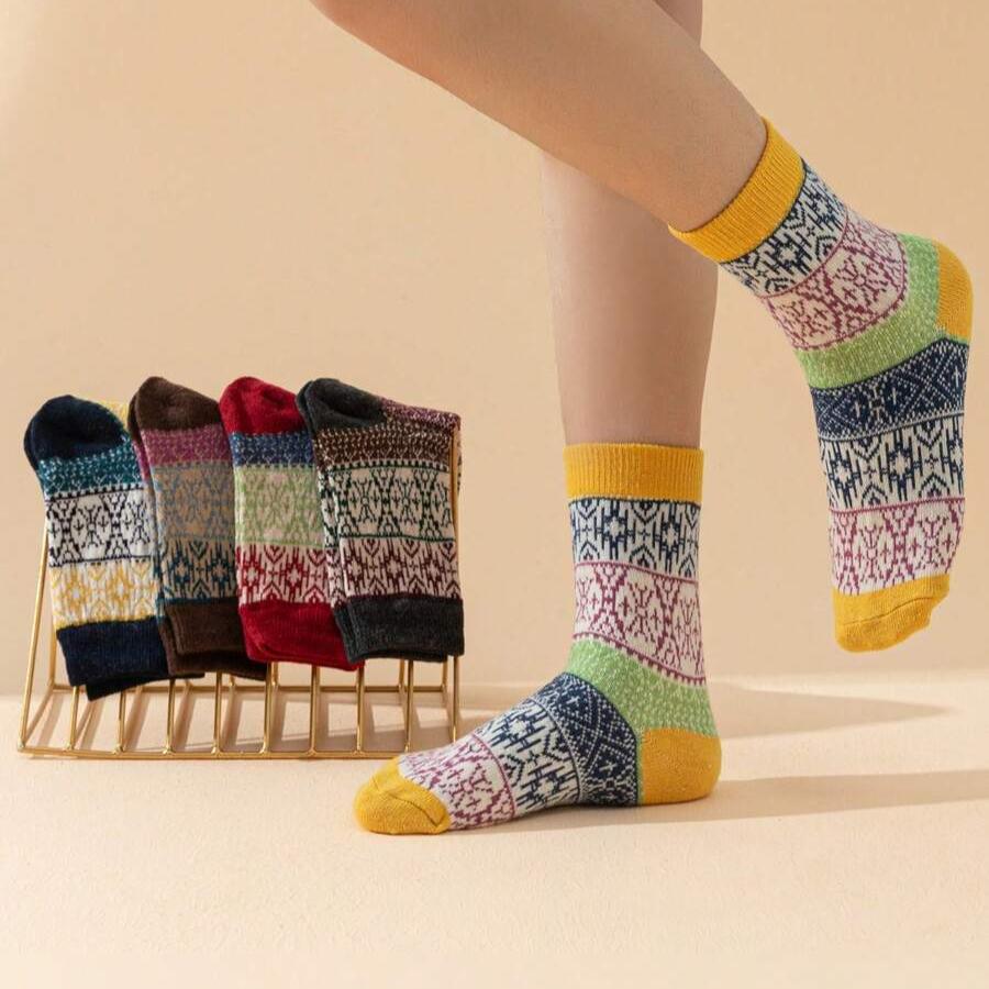 34-38 Women's Cozy & Colorful Fair Isle Socks