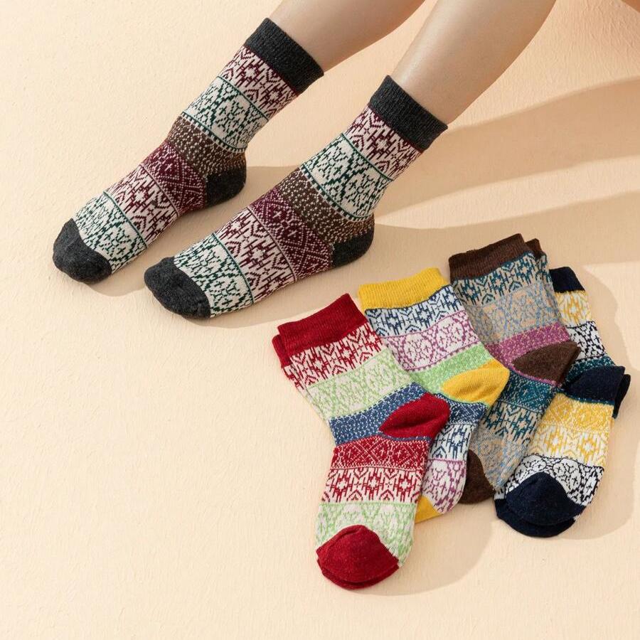 34-38 Women's Cozy & Colorful Fair Isle Socks