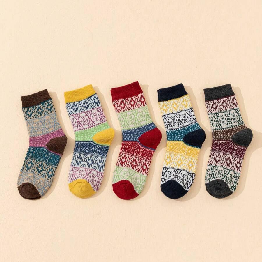 34-38 Women's Cozy & Colorful Fair Isle Socks