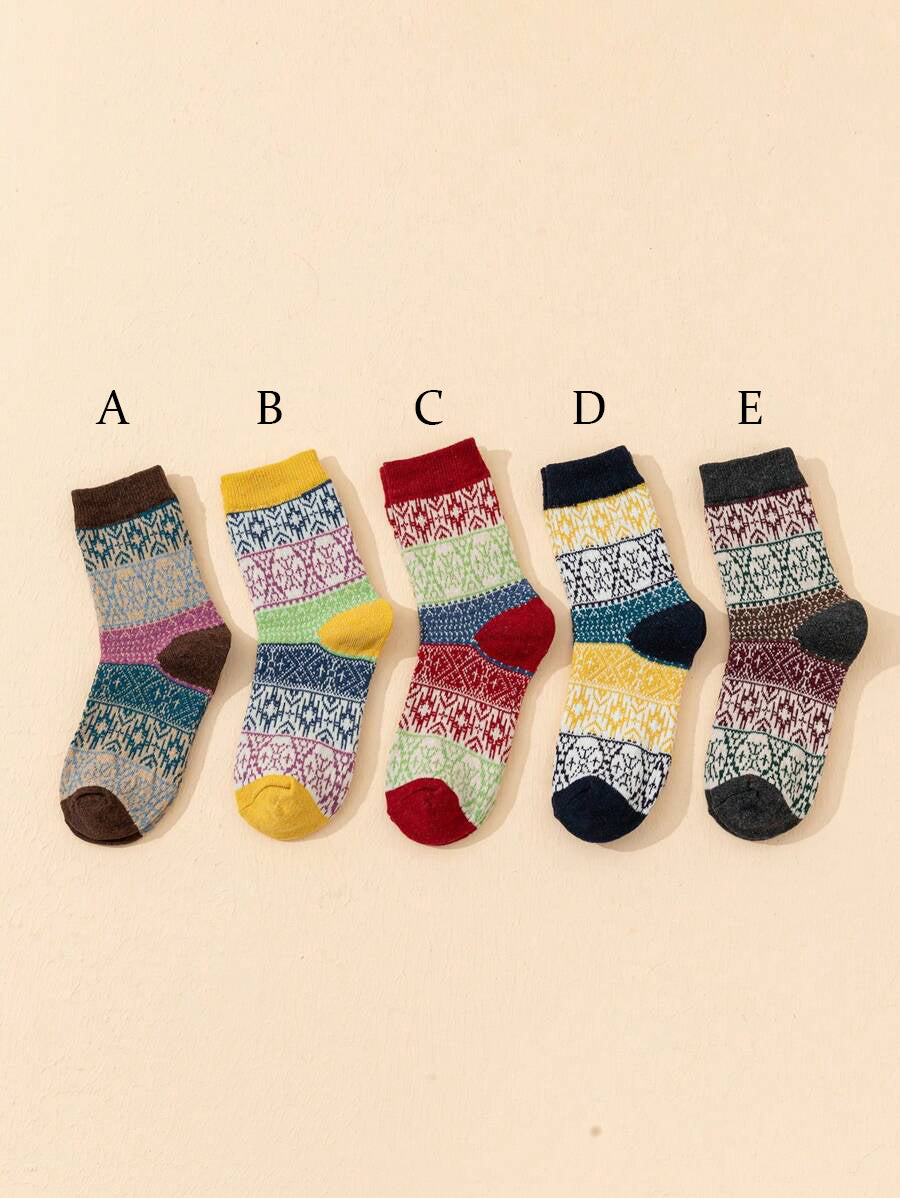 34-38 Women's Cozy & Colorful Fair Isle Socks