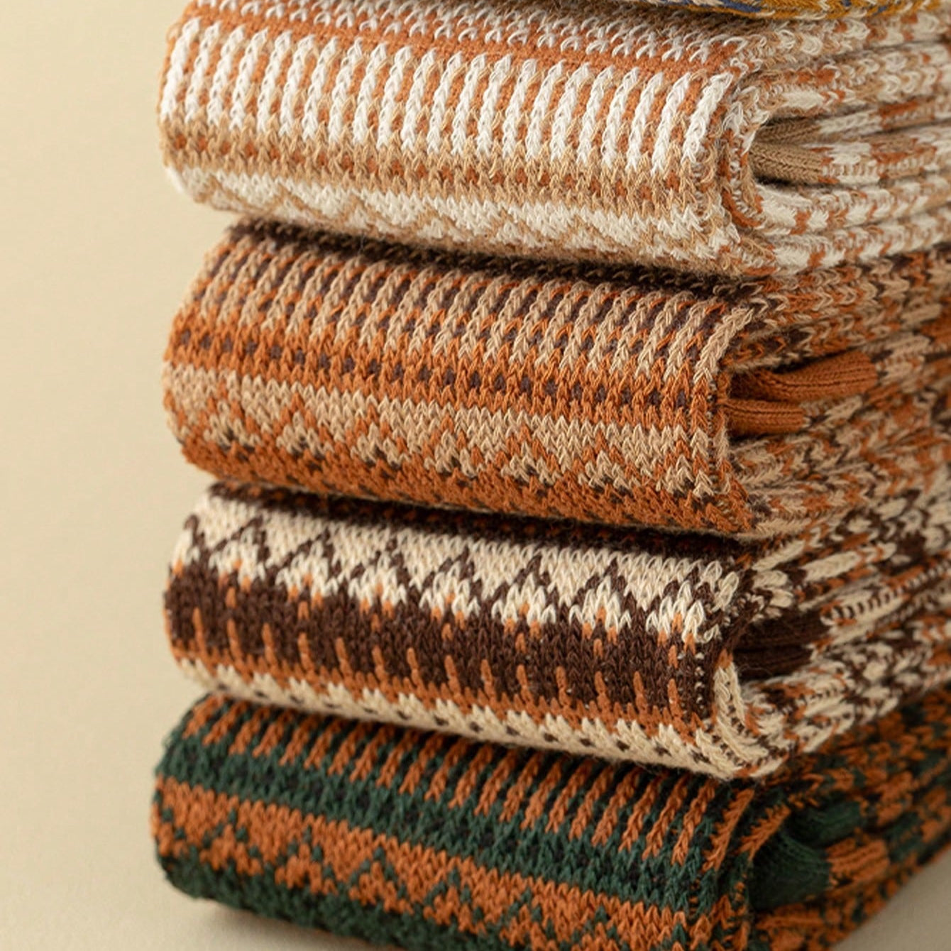 Cozy Nordic Patterned High Socks for Women - 3 Colors Available