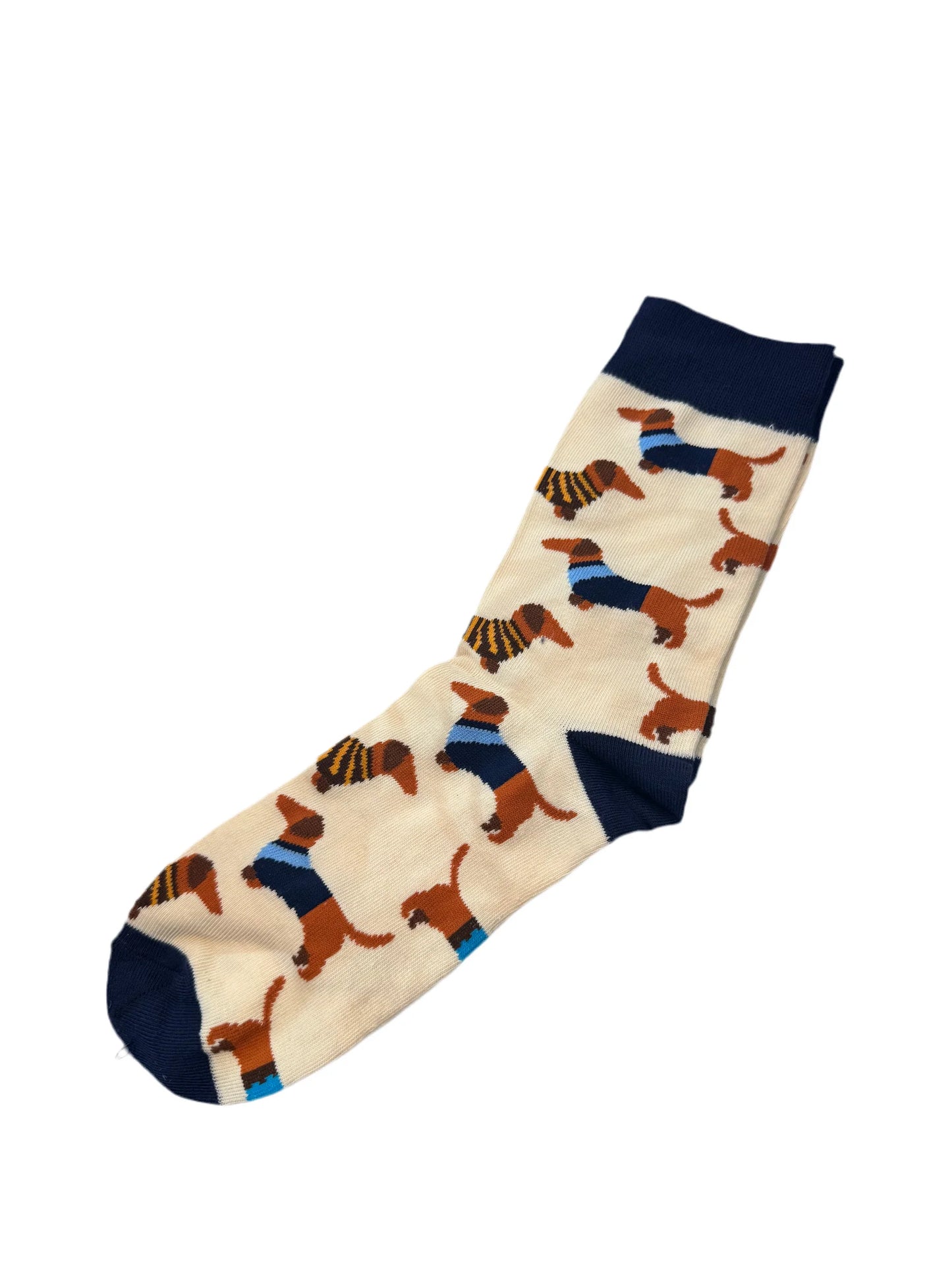 37-44 Fun Dachshund Dog Pattern Socks - Crew Cut