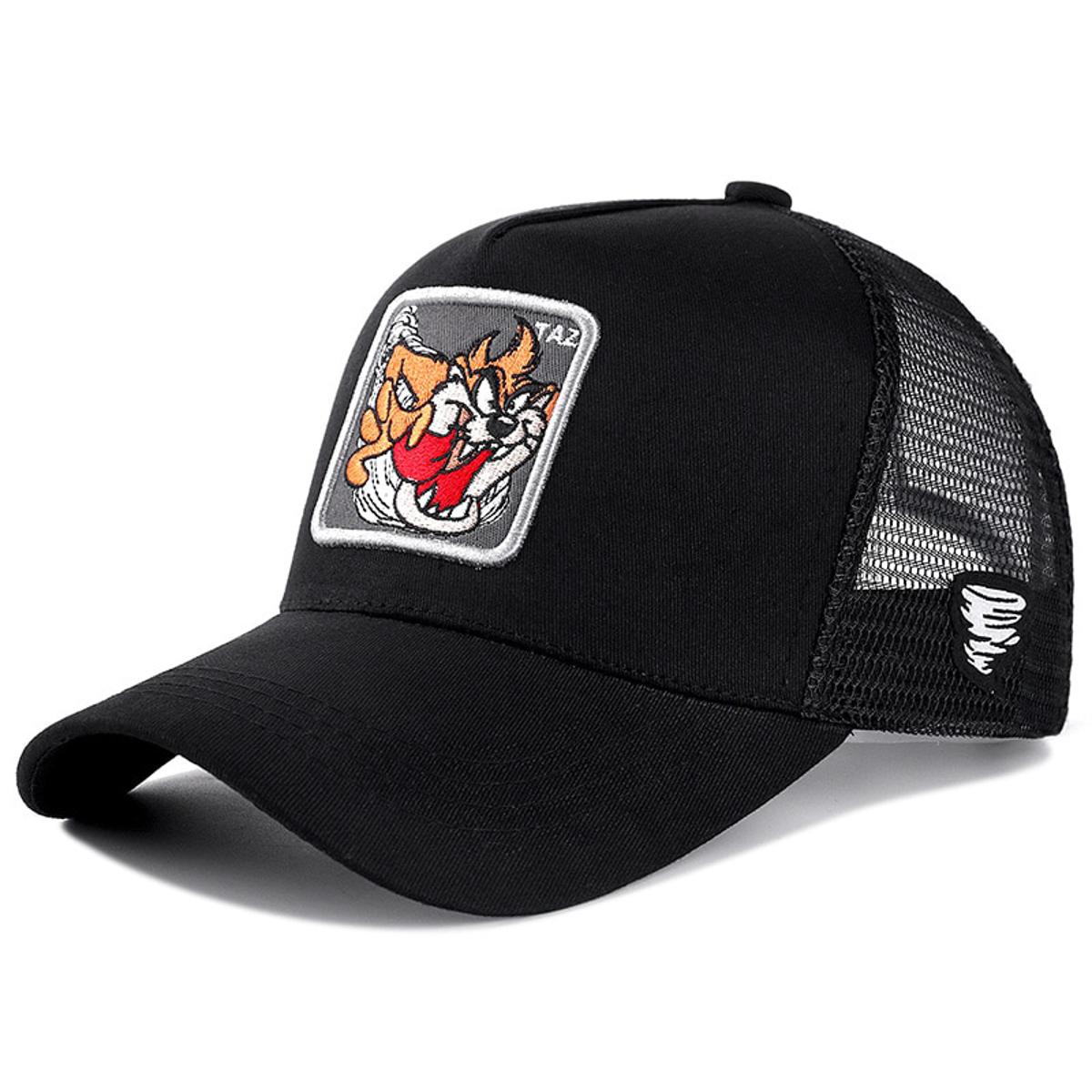 Looney Tunes Taz Embroidered Trucker Cap – Black Mesh Snapback