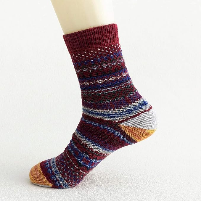 Size 30-34 EU - Women's Colorful Stripes Design Wool Socks