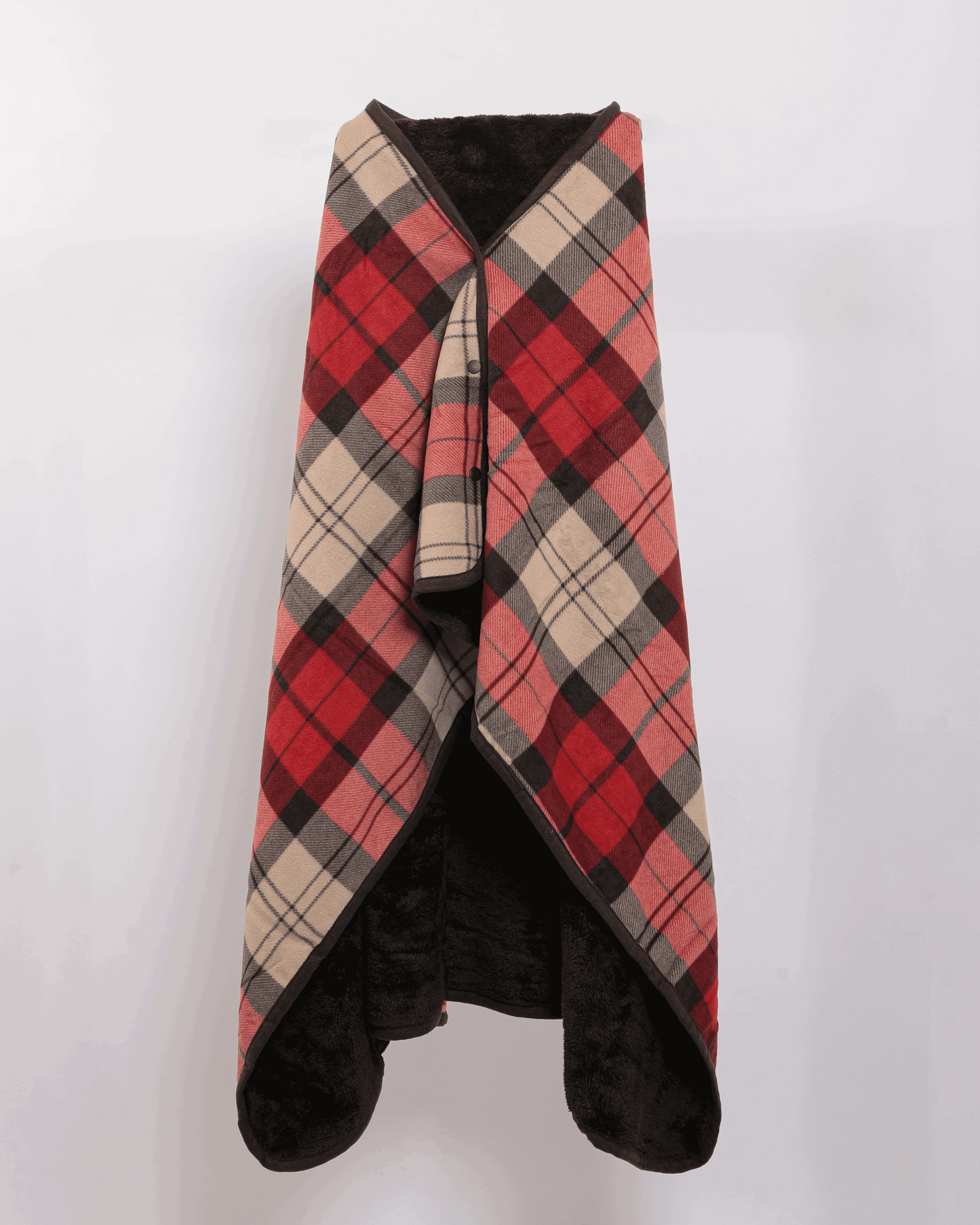 Buttoned Checkered Blanket in Red - Cozy Collective LB