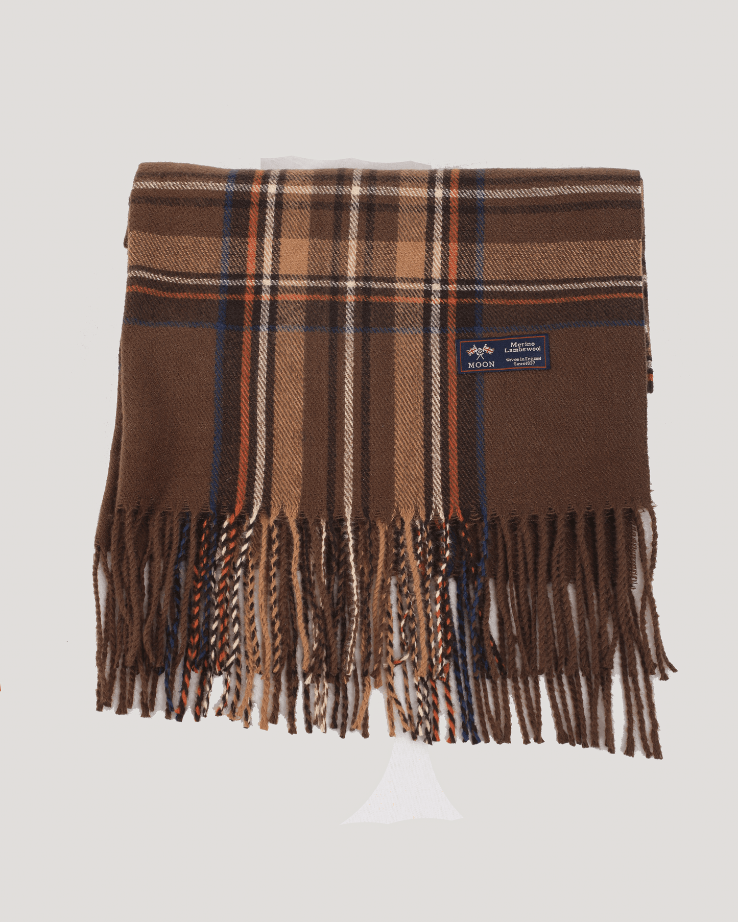 Checkered Brown Scarf in Virgin Wool and Cotton - Cozy Collective LB