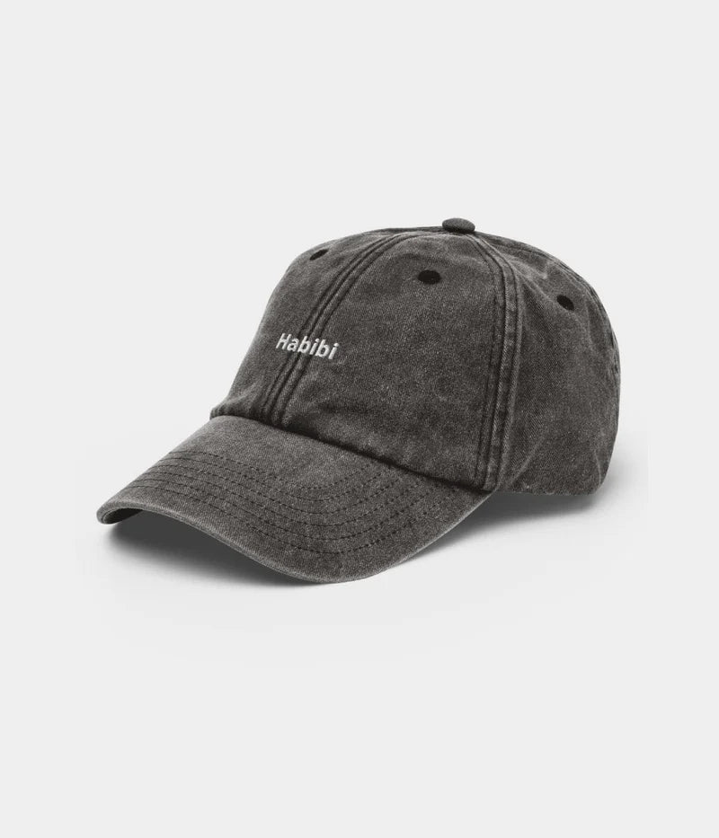 Habibi Vintage Embroidered Dad Hat - Distressed Charcoal Baseball Cap Lebanon