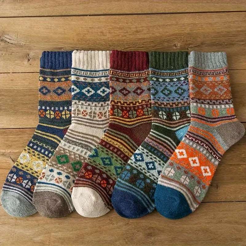 (EU 39-44) Retro Nordic Patterned Socks