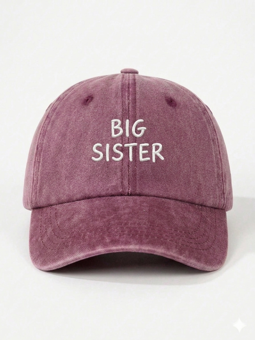 Big Sister Kids Cap Lebanon | Embroidered Big Sister Hat for Girls | Burgundy Cotton kids Hat Gift Lebanon