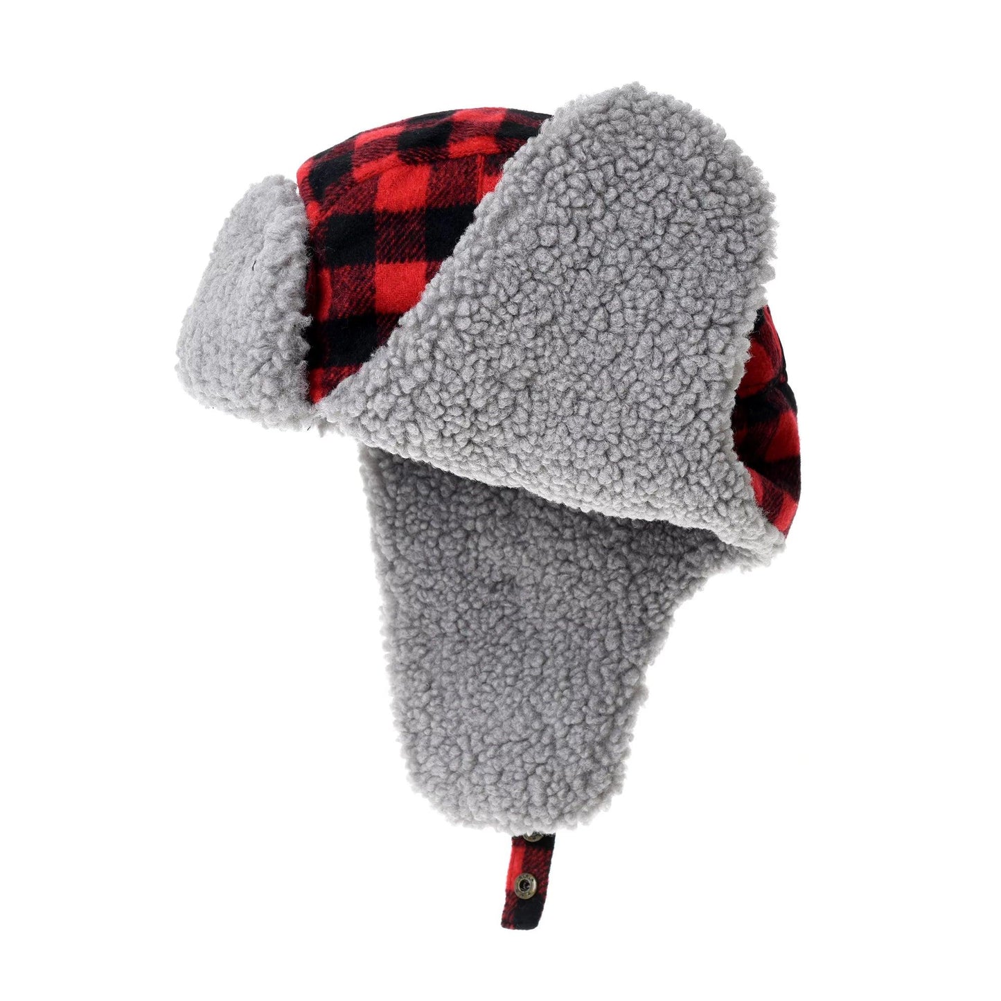 Super Cozy Checkered Red And Black Hat With Ear Flaps - Cozy Collective LB