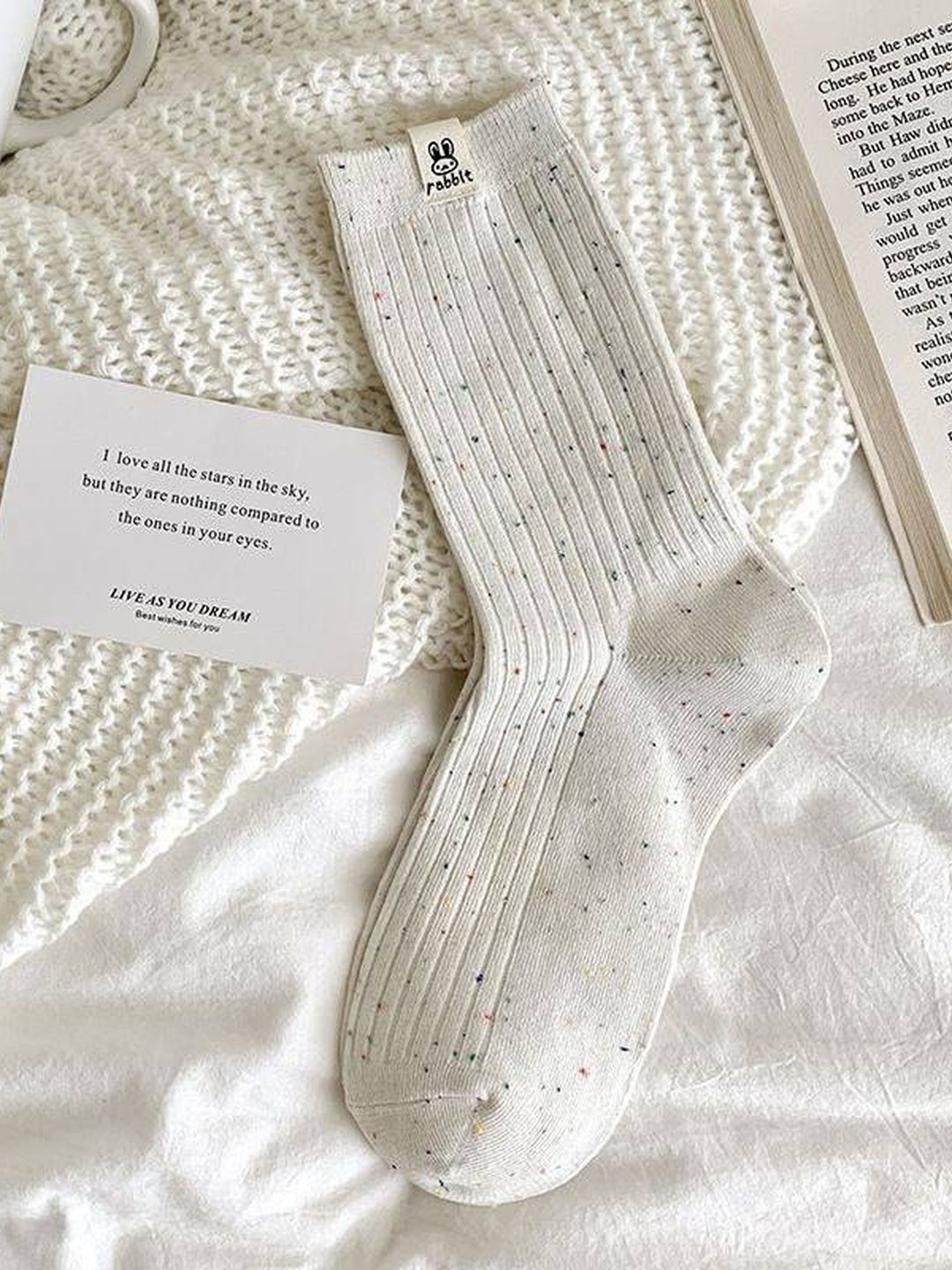 Cozy Speckled Ribbed Socks – 4 Colors (EU 36–40)