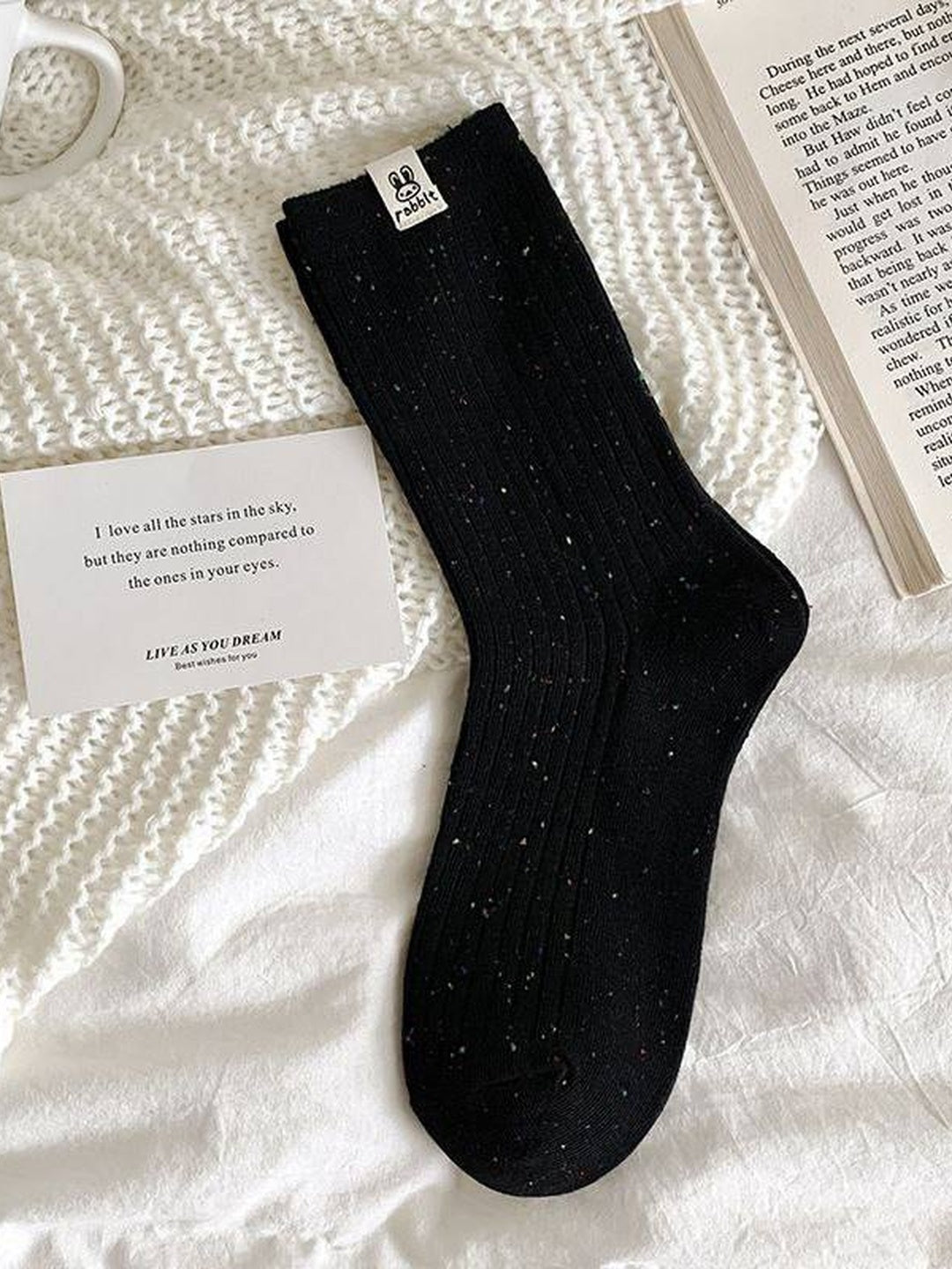 Cozy Speckled Ribbed Socks – 4 Colors (EU 36–40)